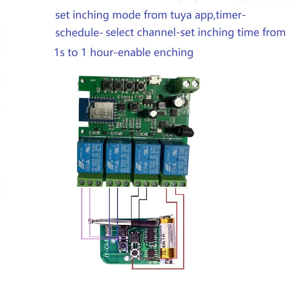 4 Channel Smart WiFi RF Bluetooth Wireless Dry Contact Relay Switch Module,Phone app Remote Control,Compatible with Alexa Google Home (Tuya 4CH 5V AC/DC7-32V) - Image 6